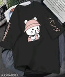 Oversized cotton typographic print women's t-shirt, three-quarter sleeves, XXS to XXL sizes available