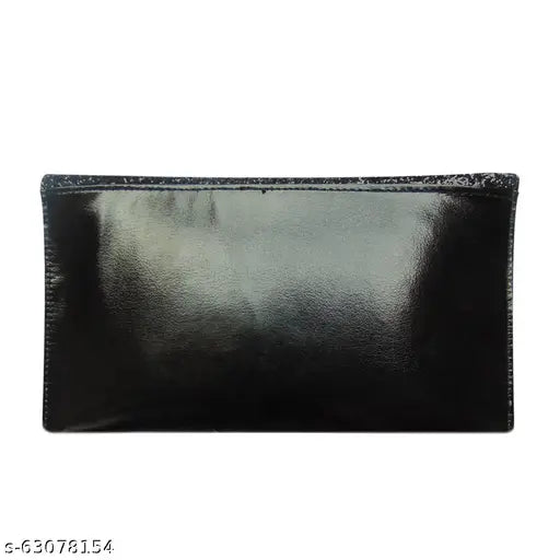 Black synthetic sling bag, free size (10x6 in), ideal for evening parties or weddings