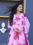 Indian Dvd print georgette gown with long sleeves, featuring vibrant floral design