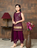 New, embroidered Georgette kurta sets for kids aged 5-6 years, A-line with Patiala bottoms, India origin