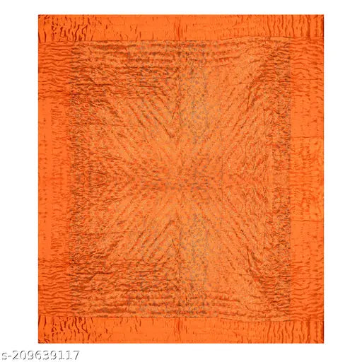 Double orange satin Jaipuri printed Rajasthani blanket/comforter. Heavy winter quilt, 330 thread count, ideal for everyday use or gifting. Luxurious and elegant design, easy to store." (124 characters)