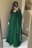 Fancy designer georgette gown, solid net, long sleeves. Full-length Georgette dress with crepe lining, includes 2m dupatta set. Indian bridal wear