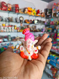 Small marble pagdi Ganesh idol, 7x7x3.5cm for car or home decor, Indian origin