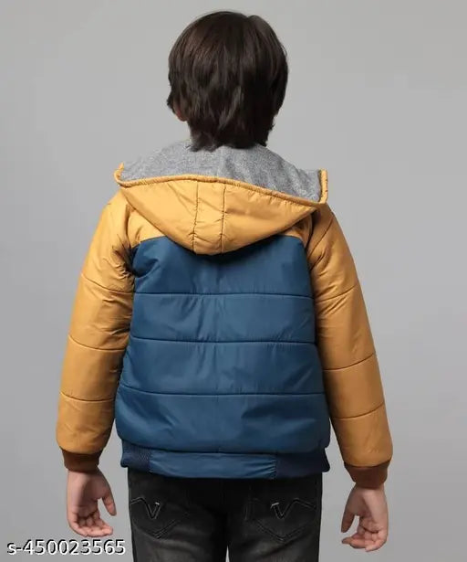 Multi-colored nylon boys' jacket (Airforce), bold navy and red printed design, ideal for casual or outdoor events