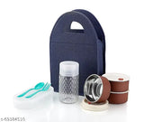 Stainless steel tiffin box set for office use, microoven safe, includes bag and 2 spoons