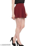 Polyester flared mini skirt, solid net, broad elastic waistband, short length, breathable fabric. Colors: varies by size (22-36 inches). Made in India