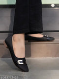 Stylish black synthetic slip-on ballerinas from Shoetopia, ideal for women's fashion in various sizes (IND-3, IND-4, IND-6, IND-8, IND-9). Made in India