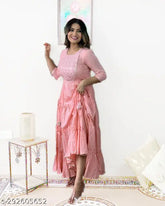 Cotton printed three-quarter sleeve Lurix kurti for women, Indian ethnic wear at function or wedding