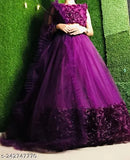 Women's flower lehenga set, net choli and dupatta with applique top and solid floral dupatta, semi-stitched Indian traditional wear for special occasions