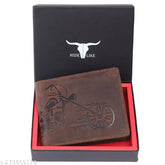 Hide Like RFID protected, genuine leather wallet for men - classic textured design, two compartments, free size (11x9 cm)