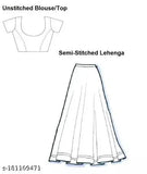Fancy net lengha choli and duppata, satin topwear with net bottomwear and dupatta. Indian bridal outfit, free size (waist 32in, length 40in)