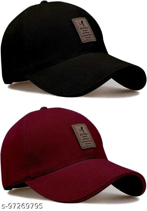 Solid cotton baseball caps (pack of 2), self-design mesh snapbacks for men's outdoor activities