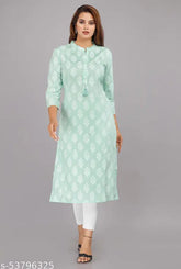 Women's rayon flower print 3/4 sleeve straight kurti, cotton, three-quarter sleeves, printed combo, S to XXXL, Indian origin