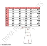 Rayon printed Anarkali kurti with three-quarter sleeves, vibrant Indian design on a full-length women's outfit from DDG's collection