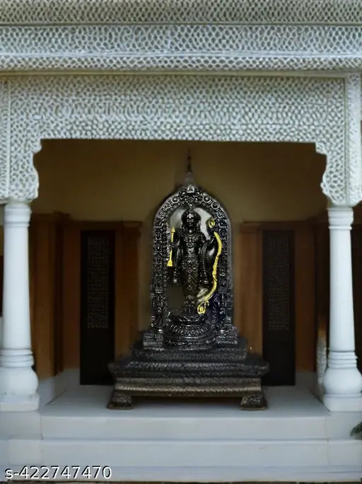Premium resin Lord Ram Lalla Murti, intricately detailed and antique-finished, 11cm tall