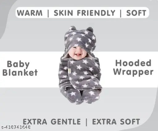 Pink cotton ac baby blanket with hooded star print, perfect for keeping newborns warm and stylish