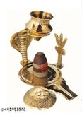 Gold brass Narmadeshwar Shivling with trishul and temple stand for Jal Abhishek