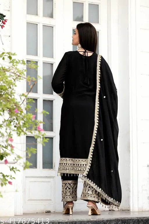 New Designer Budget-Friendly Silk Suit, printed net party wear look with long sleeves and matching dupatta & pants