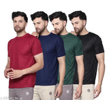 Black, navy blue, bottle green, maroon Garmin men's Drifit active t-shirts combo: premium polyester round neck tees with short sleeves