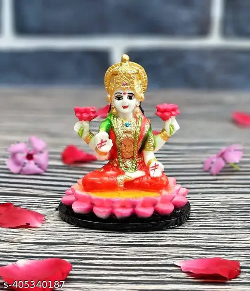 Marble Goddess Laxmi Devi Idol Small Size, perfect for home pooja or office temple decor. Finely detailed and easy to clean