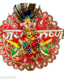 Brass multicolor decorative showpiece: 6cm Pittal Laddu Gopal Statue, Indian God Idol for home decor