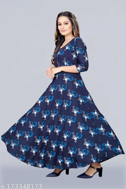 Bandhani print long rayon kurta, three-quarter sleeve, vibrant Indian fashion