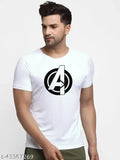 Classic elegant men's polyester t-shirt, printed design on short sleeves, S-XXXL sizes available