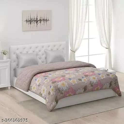 Soft, polycotton microfiber AC comforter for double/king size beds. Dual-color reversible design, 250 GSM, ideal for a comfortable sleep