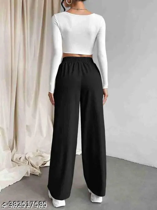 Casual solid cotton trousers for women & girls, cotton blend, waist sizes 28-34, India-made