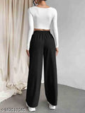 Casual solid cotton trousers for women & girls, cotton blend, waist sizes 28-34, India-made