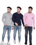 Stylish nylon long sleeved solid t-shirt for men, three sizes available from India