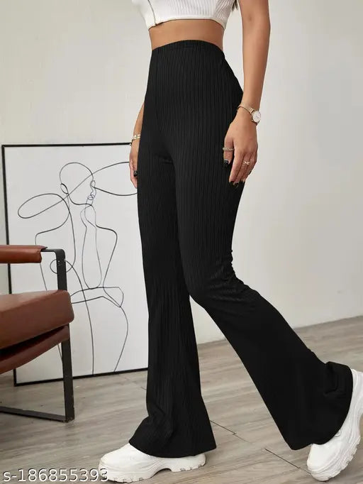 Ajira boot cut slim fit cotton lycra trouser pant, women's joggers with drawstring feature, casual and adjustable style