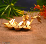 Panchmukhi Arti diya, 19cm x 23cm aluminum God idol for pooja table, made in India