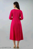 Red rayon three-quarter sleeve dress with printed pattern, size S for bust 36in, on mannequin
