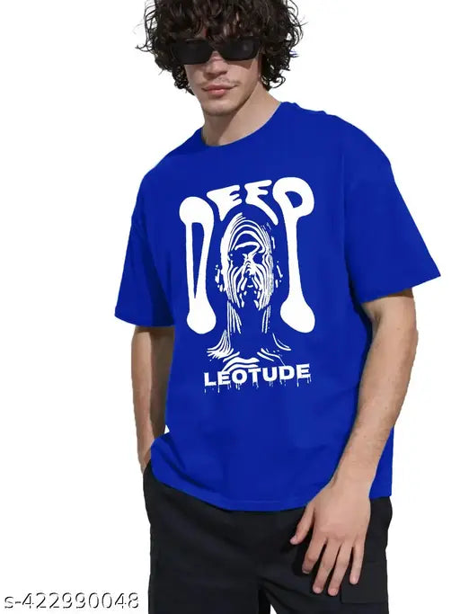 Cotton blend oversized printed T-shirt for men, plus size available, vibrant trendy fashion