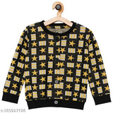 Kids Star jacquard sweatshirt, premium quality, long sleeves, printed net pattern for kids casual wear (5-6yrs), made in India