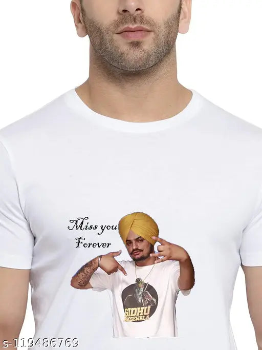 Sidhu Moose Wala printed polyester t-shirt, short sleeves, S-XL sizes available