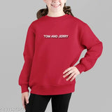 Cotton blend sweatshirt featuring front and back prints of Tom & Jerry for girls aged 1-10, Indian origin