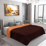 Dream Care reversible AC comforter/blanket (coffee & peach), ultra-soft 450 GSM microfiber, lightweight, all weather duvet, dual color geometric print