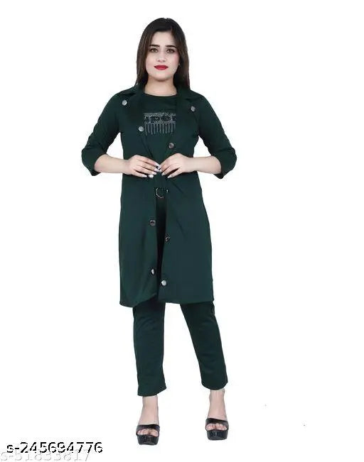 Printed cotton blend 3-piece jumpsuit for women, latest trendy dress with 3/4 sleeves