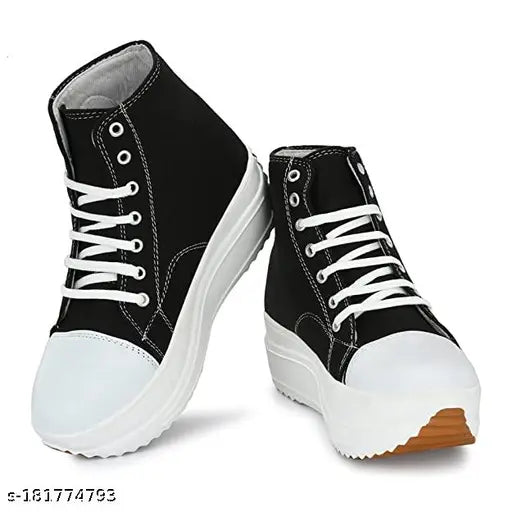 Black canvas kids sneakers with PVC sole, lace-up fastening, and net detail by Terfill - versatile, comfortable, and stylish footwear for active play