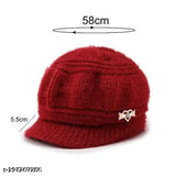 Warm woolen beanie cap, soft and stylish knit in solid pattern, perfect for girls & women, made in India