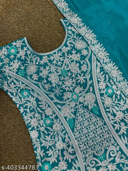 Heavy cotton silk kurta with sharara bottom, embroidered net and stone hand work, XL (bust size 40in), full-length dupatta (2.1m) from India