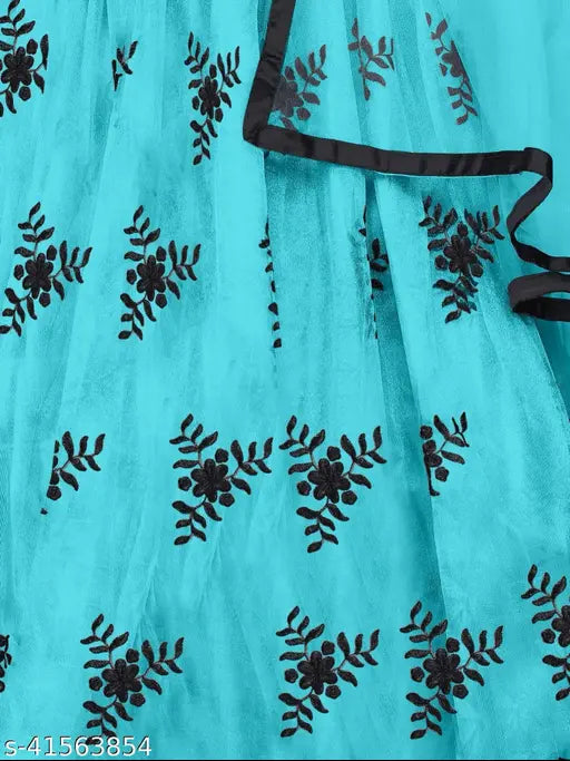 Fabulous art silk Lehenga in multiple colors, net dupatta with embroidery, perfect for parties and festive wear