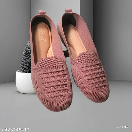 Peach mesh ballerinas for women & girls (India-made, closed back)