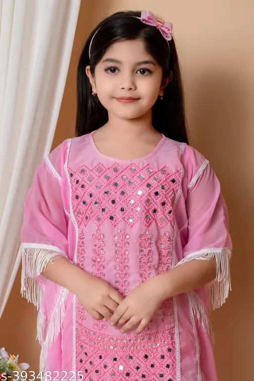 Georgette-cotton blend kaftan & payjama sets for girls, 2-3 years old, trendy Indian fashion