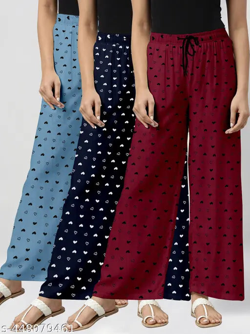 Cotton blend printed pajamas pack: Women's casual loungewear for relaxed fit comfort