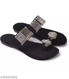 Velvet-sole TPR Rauhan Crafts women's flats, solid design in various sizes from IND-4 to IND-9, Indian-made slip-on footwear