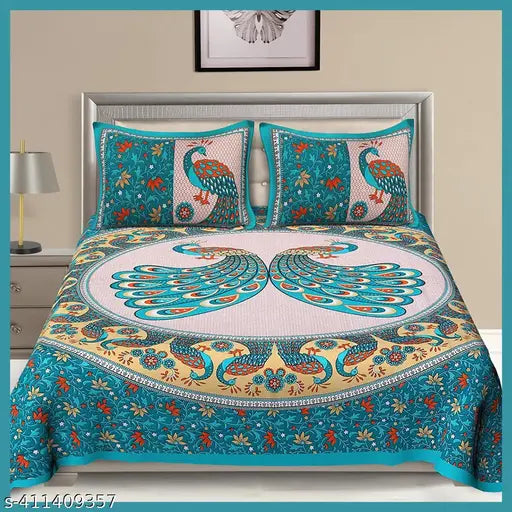 Cotton Jaipuri net double bedsheet (90*100 inch), elegant and beautiful design for queen or double beds