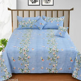 Geometric-print superfine cotton king size 5pc bedsheet set (2 pillow covers, 2 cushion fillers), ideal for summer. India origin